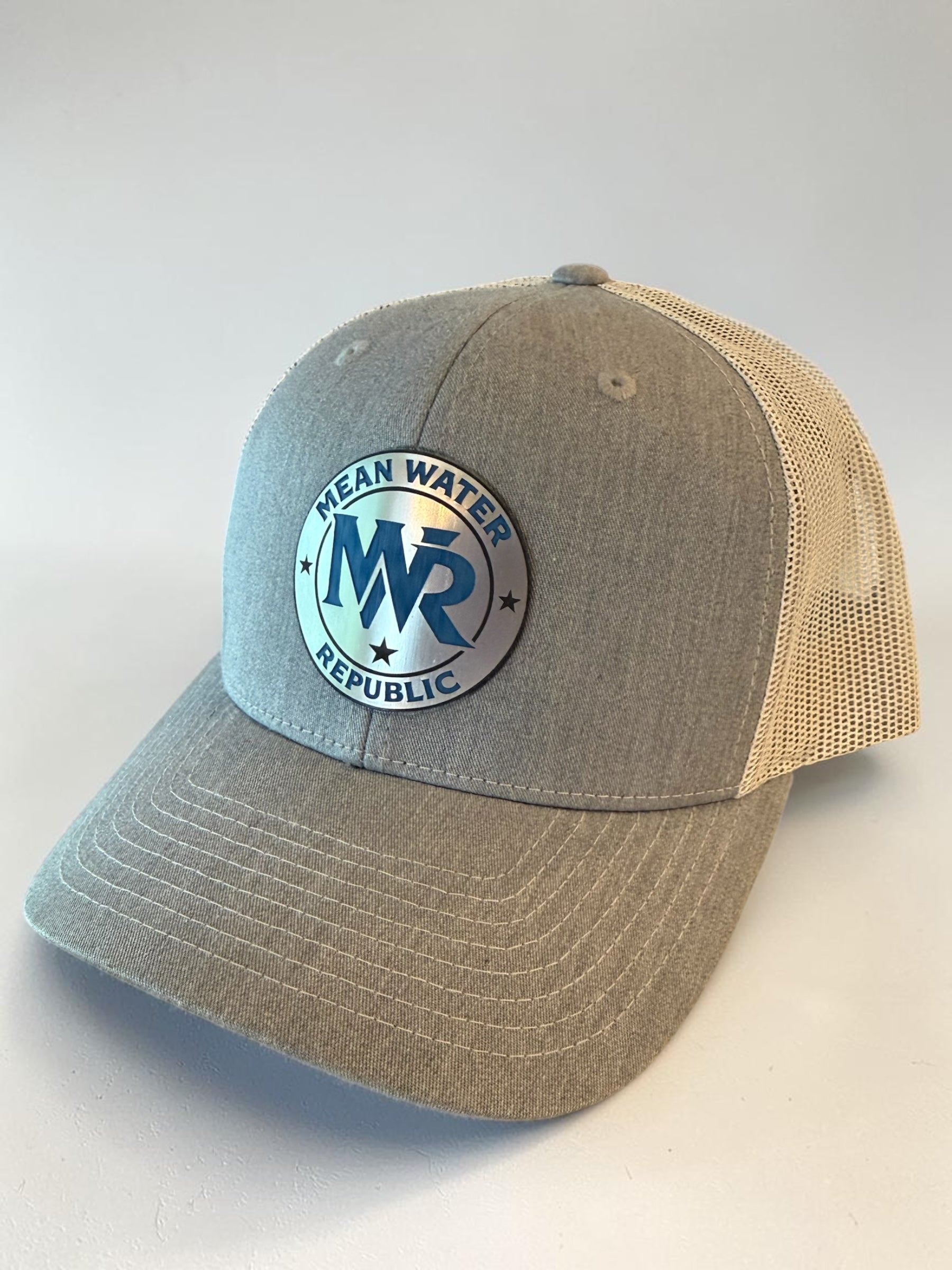 Heather Gray Richardson 112 Trucker Hat-Heather Gray to Light Gray Mesh