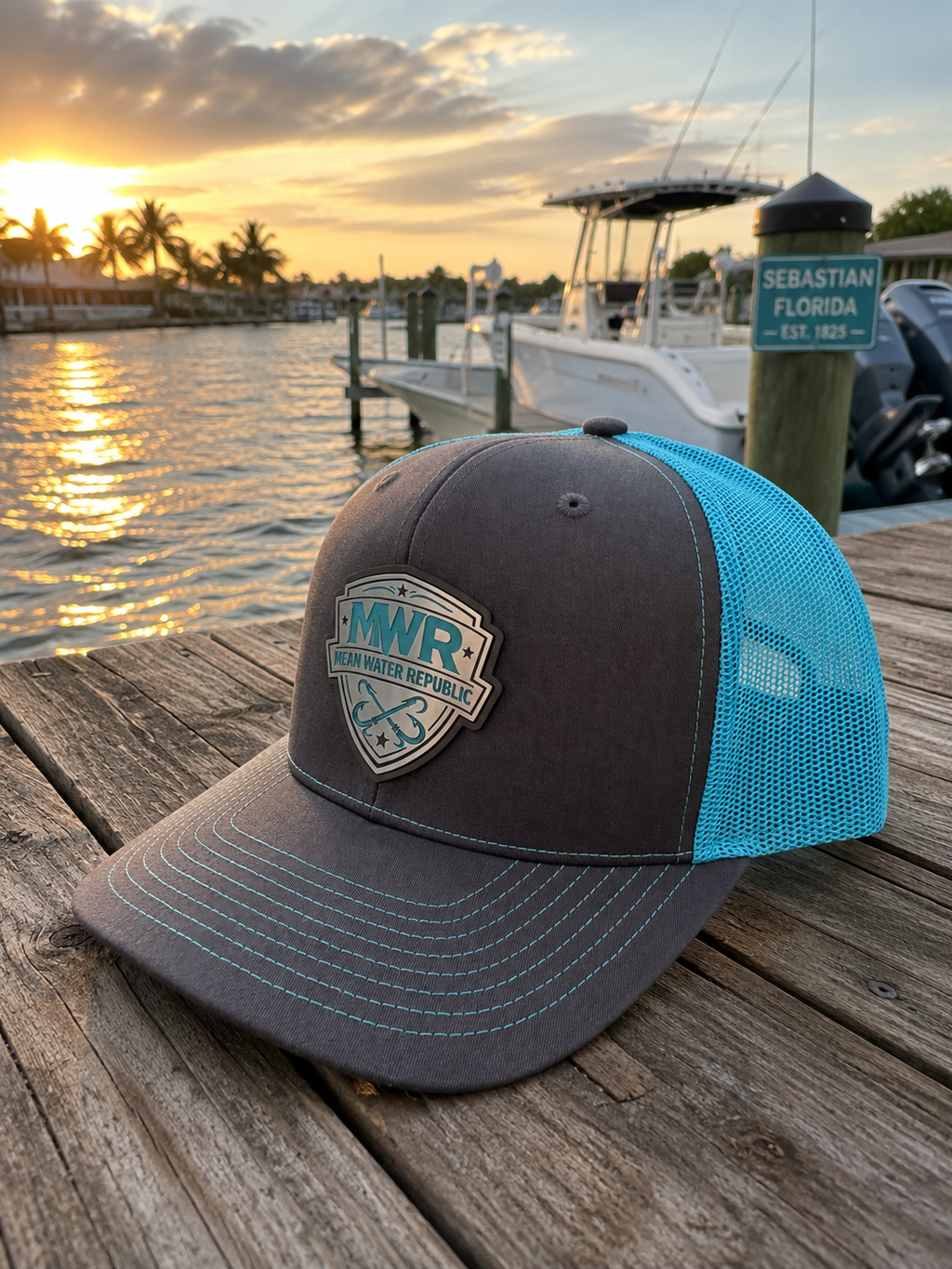 Mean Water -Charcoal to Aqua Trucker Hat